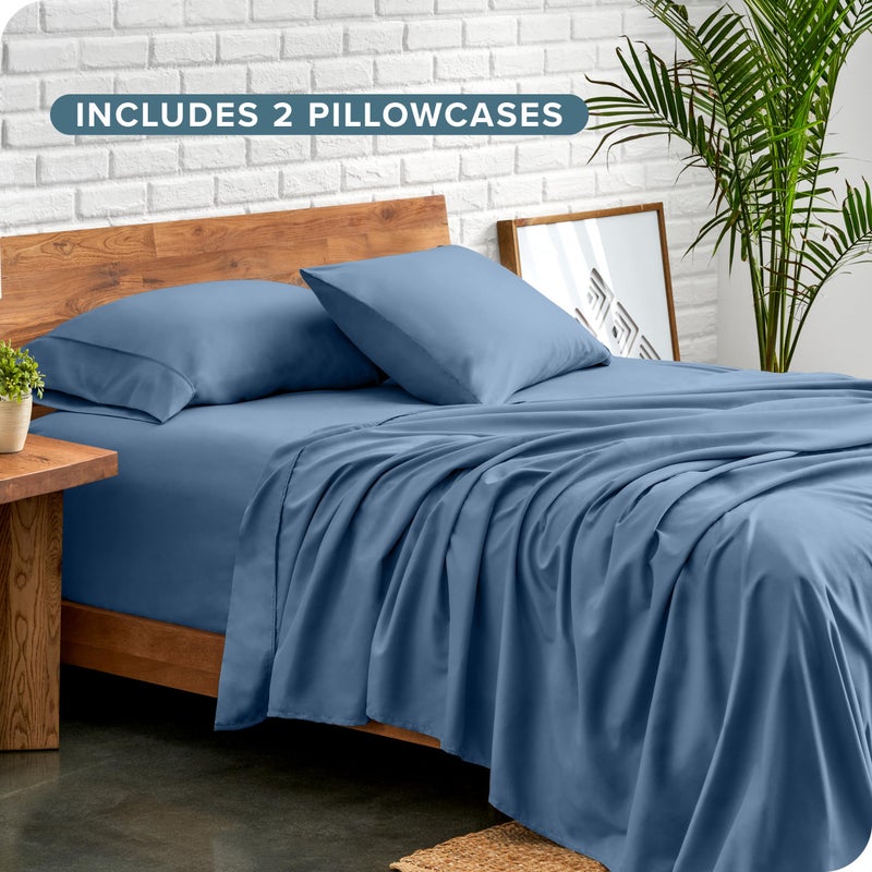 Bare Home Hotel Luxury Twin XL Sheet Set, Extra Soft, 4 Piece Set, Deep Pockets, Easy Fit, Cooling & Breathable, Wrinkle, Fade, Stain Resistant, Includes 2 Pillowcases (Twin XL, Coronet Blue) - Image 5